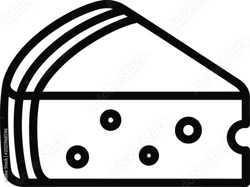 Fotografie Simple black and white line illustration of a wedge of cheese with dairy product