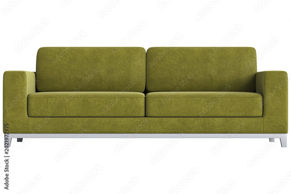 Fototapeta premium Modern green sofa isolated on transparent background