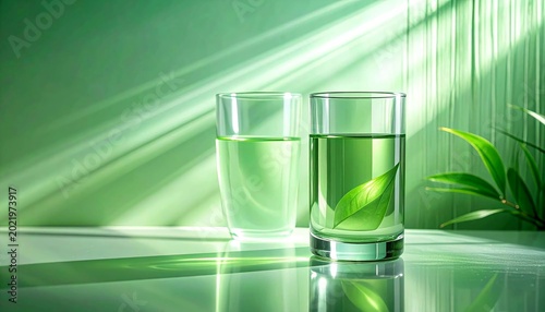 Low-saturation green translucent glass with subtle water-like distortion