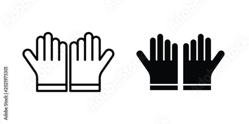 Фотография Gloves icon. Doodle Icon in Minimal Line Art Style