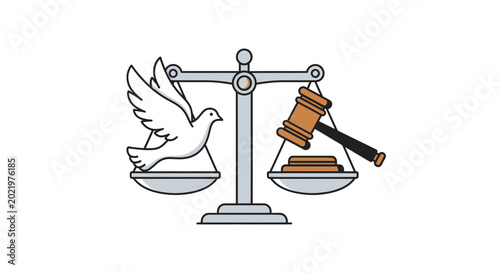 Foto Scales of Justice with Dove and Gavel