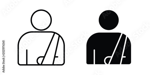 Photos Injured man icon. Doodle Icon in Minimal Line Art Style