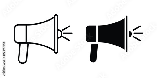 Foto Megaphone speaker icon. Doodle Icon in Minimal Line Art Style