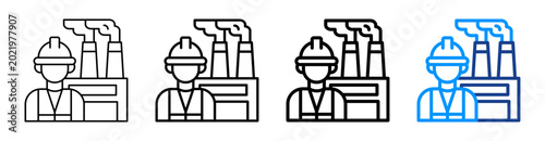 Foto Industrial Worker Icon Different Style Outline Collection Set