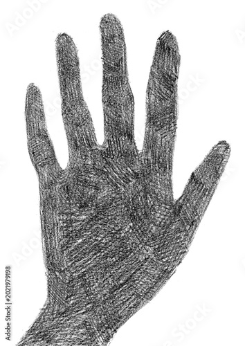 Fotografía A hand silhouette is created using colored pencils