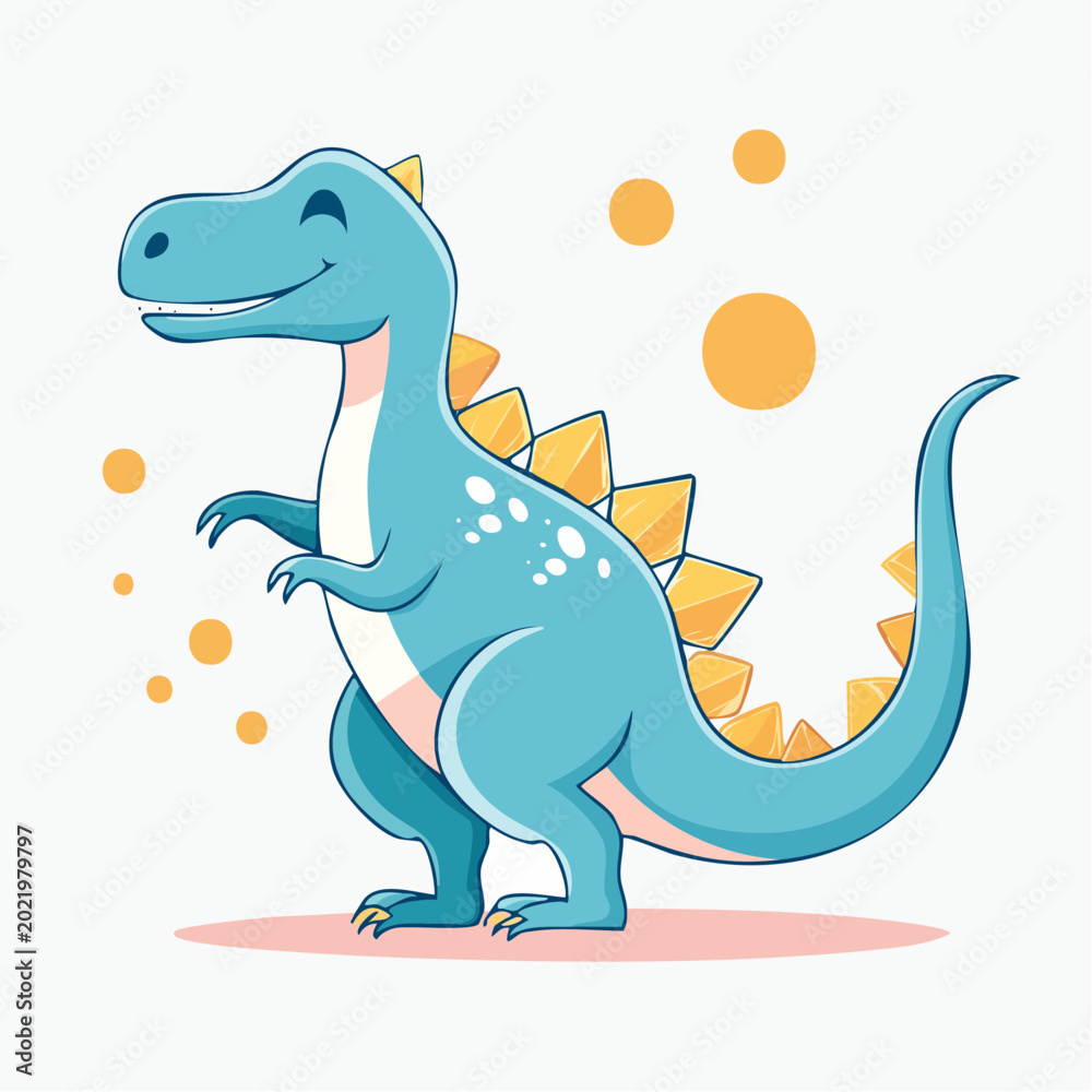 Fototapeta premium Cute Blue Dinosaur Illustration