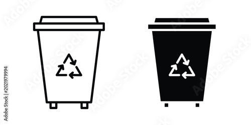 Foto Trash compactor icon. Doodle Icon in Minimal Line Art Style