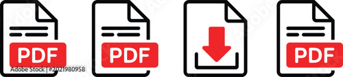 Four pdf file including download arrow and red labels