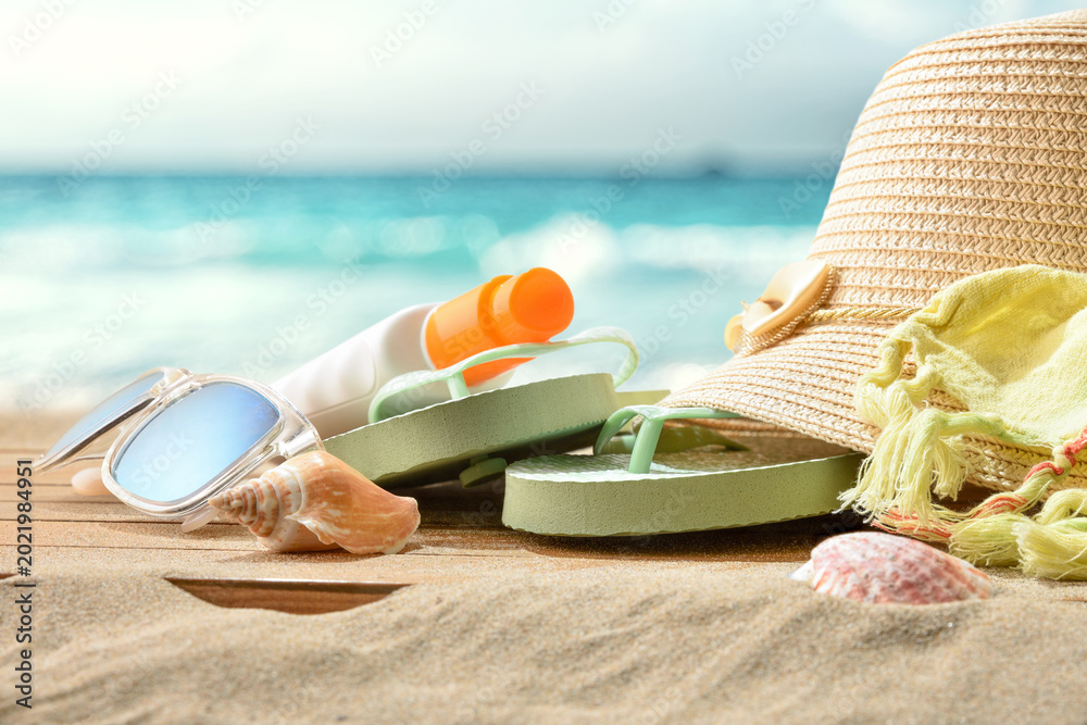 Fototapeta premium Beach Essentials by Ocean Shore