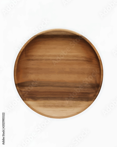 Wooden Plate on White Background