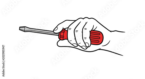 Valokuva Hand Holding a Flathead Screwdriver Tool for Repair.