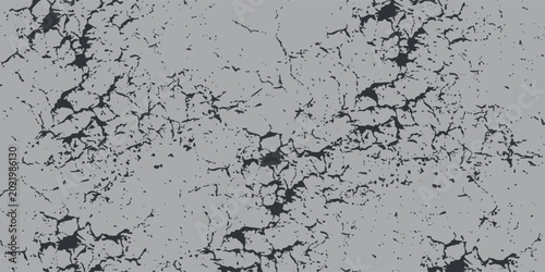 Grunge background black and white. Monochrome texture. Vector pattern of cracks, chips, scuffs. Abstract vintage surface
