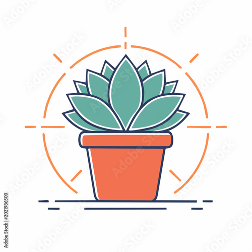 Stylized Succulent Plant in a Pot