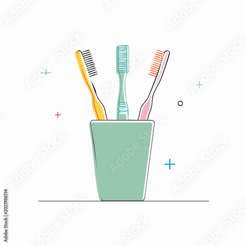 Three Toothbrushes in a Holder