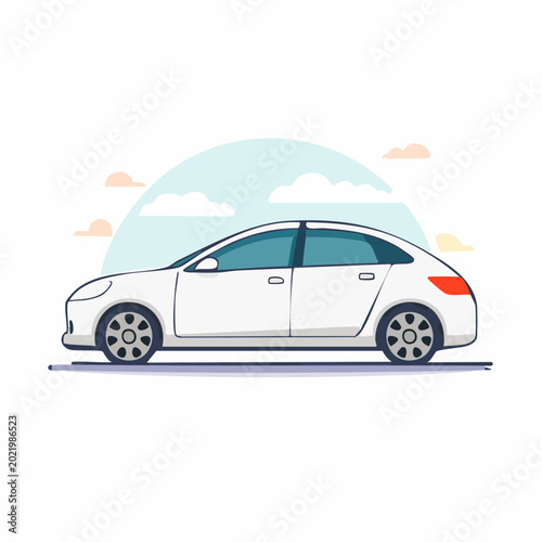 White Sedan Car Illustration