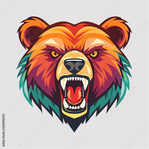 Aggressive Bear Head Illustration