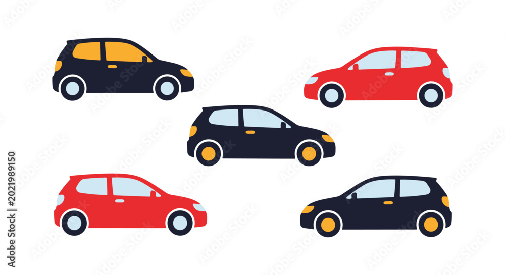 Fototapeta premium Hatchback Line art vector set abstract simple graphic