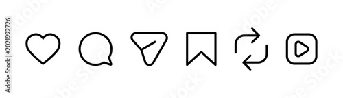 Instagram Social Media Reels Latest Icon Collection in Outline Style. Modern Network Internet UI Buttons Set Vector Illustration