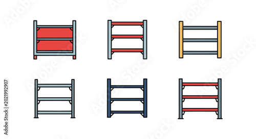inventory rack Line art modern colorful abstract vector