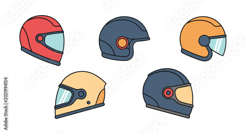 Helmet Line art vector set abstract minimal illustration