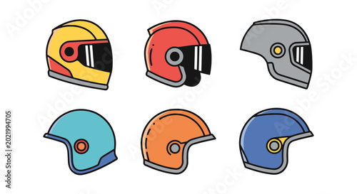Helmet Line art vector set simple decorative abstract