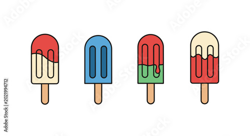 ice lolly Line art vector set clean colorful shapes