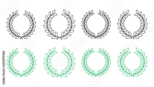 Cuadro en lienzo Laurel Wreath Branch Icons Set Vector