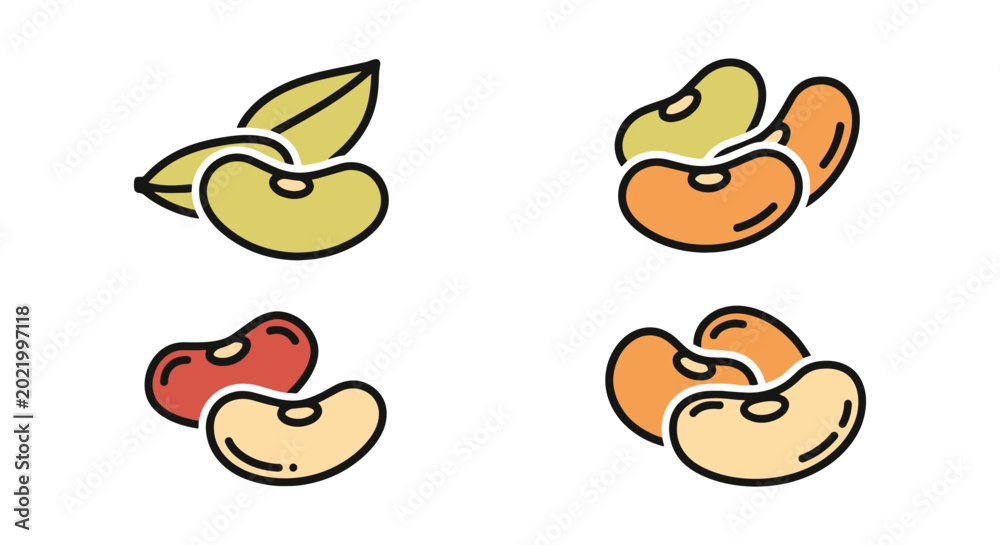 Fototapeta premium Lima Beans Line art vector modern abstract simple shapes