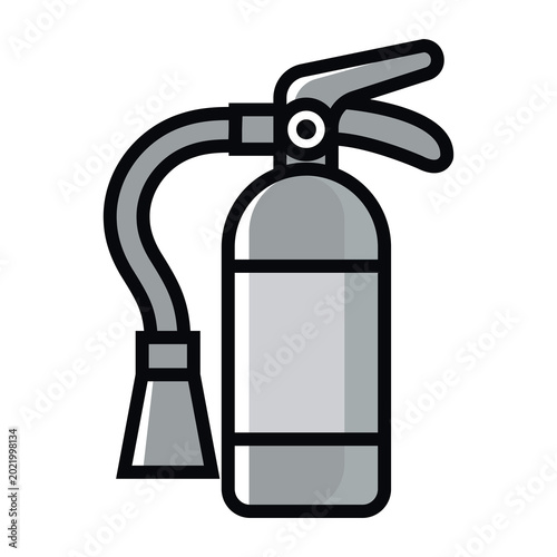 Fire extinguisher icon vector illustration of emergency safety equipment for flame protection property asset