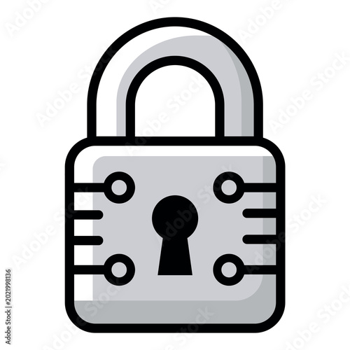 Smart lock icon vector illustration of digital padlock circuit board for online cyber data protection element