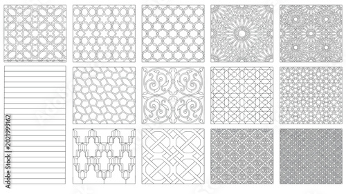 Obraz na plátně Islamic geometric pattern vector set with Arabic ornamental lattice floral manda