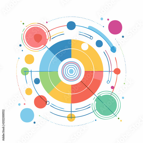 Abstract Geometric Circle Design with Colorful Elements
