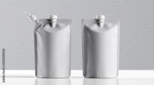 Pouch mockup of blank doypack packaging container with spout for liquid beverage