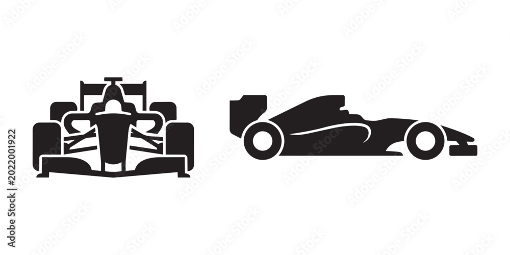 Fototapeta premium Racing Car Pit Stop Formula Sport Icon Set Vector