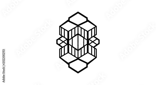 Geometric Abstract Illusion Design, Optical Art, Black and White Hexagonal Pattern