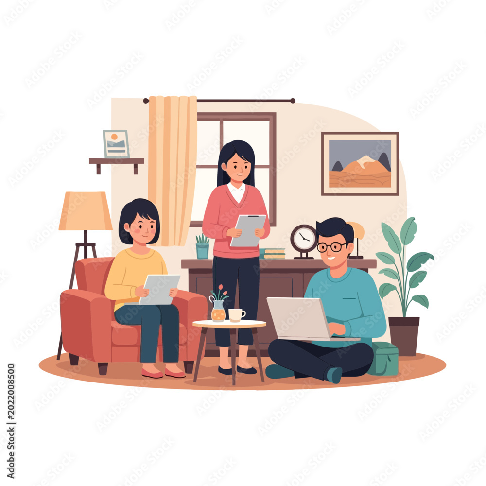 Fototapeta premium People Collaborating on Projects in a Home Office Environment