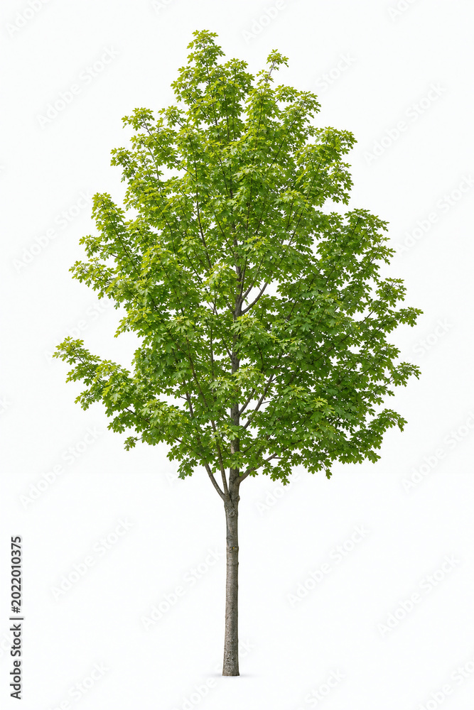 Green Maple Tree Isolated on White Background