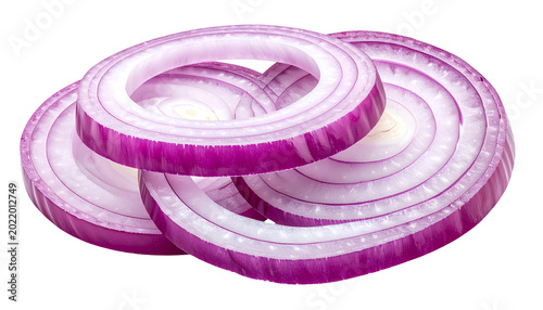 Fresh Red Onion Rings Isolated Transparent Background Healthy Food Ingredient