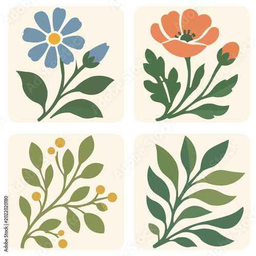 Flowers and leaves 03