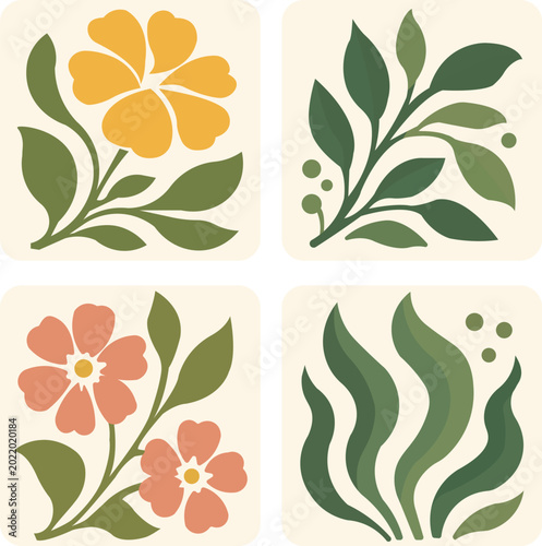 Flowers and leaves 02