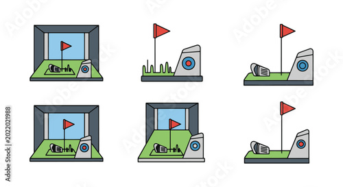 Golf Simulator Line art vector minimal abstract shape