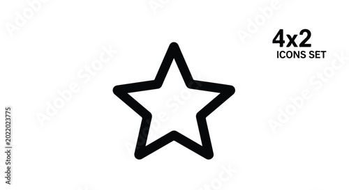 Φωτογραφία Minimalist star outline icon, 4x2 icons set vector illustration, black stroke st
