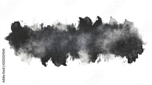 Abstract black watercolor wash isolated on white background.