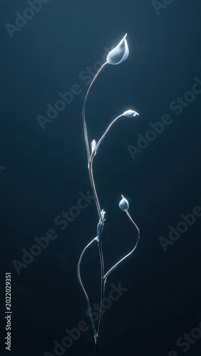 Elegant Flower Bud Silhouette Against Dark Background