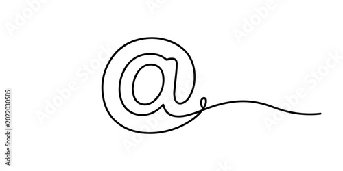 Photos @ symbol drawing, adtharet continuous one line drawing, Contact us icons