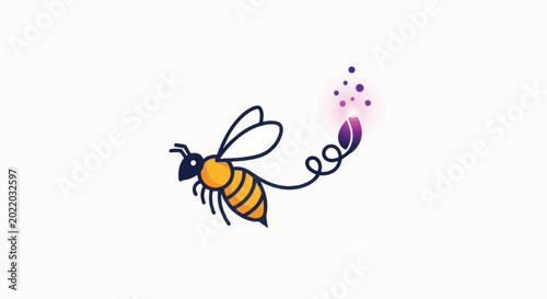 Cuadro en lienzo Stylized Magic Flying Bee Logo Vector
