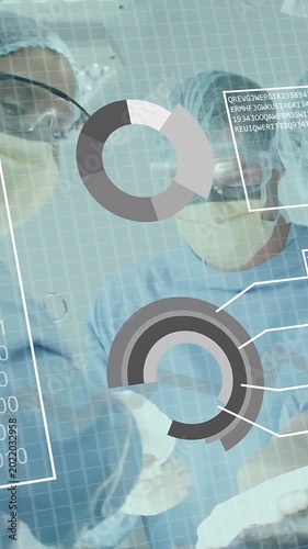Vertical video: OR team leaning in, binary panel fading in and overlaying HUD, guiding surgery