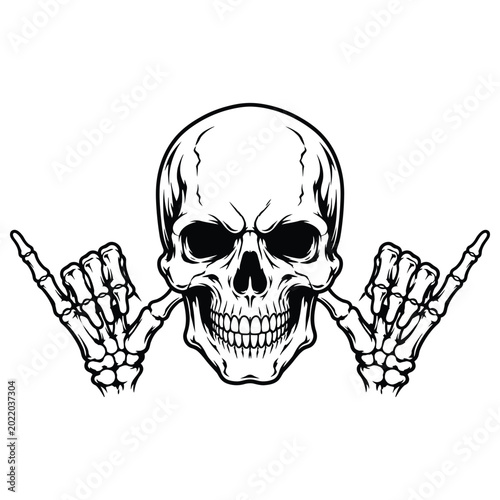 Skull with shaka sign hand gesture