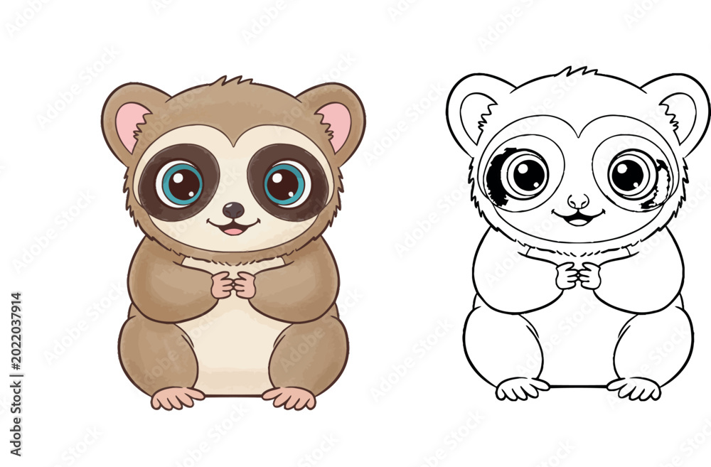 Fototapeta premium Cute Sloth Animal coloring page