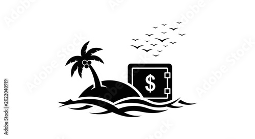 Island Safe Money Tropical Vacation Concept Icon